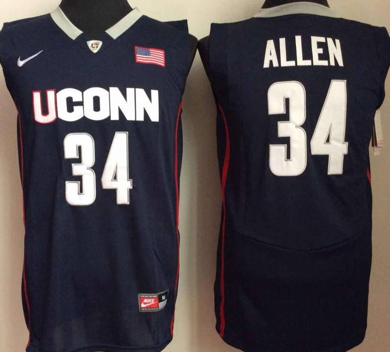 NCAA Men Uconn Huskies #34 Blue